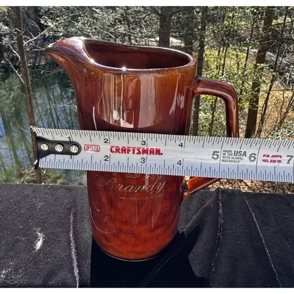 Vintage Coronet VSQ Brandy Pottery Water Pouring Pitcher Brown Barware -A1